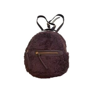 Express Teddy Backpack Wine Colored Fluffy